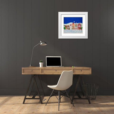 Christmas Village I White Modern Wood Framed Art Print with Double Matting by Diannart