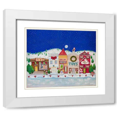 Christmas Village I White Modern Wood Framed Art Print with Double Matting by Diannart