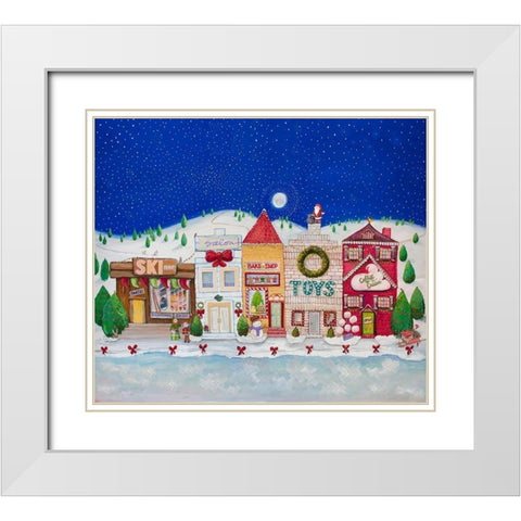 Christmas Village I White Modern Wood Framed Art Print with Double Matting by Diannart