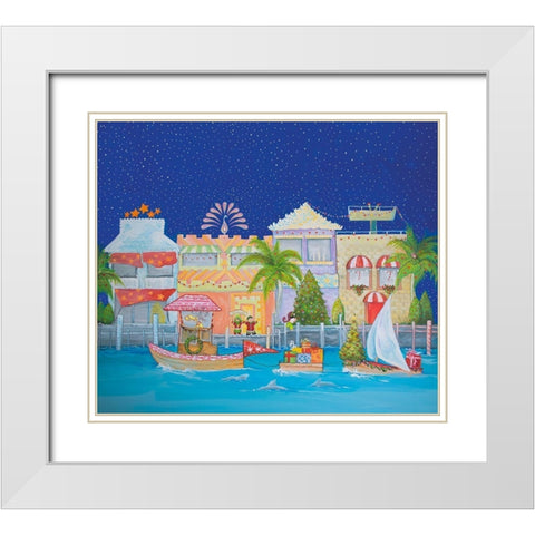 Christmas Village I White Modern Wood Framed Art Print with Double Matting by Diannart