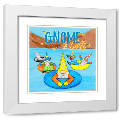 Gnome and Chill White Modern Wood Framed Art Print with Double Matting by Edwins, Hugo