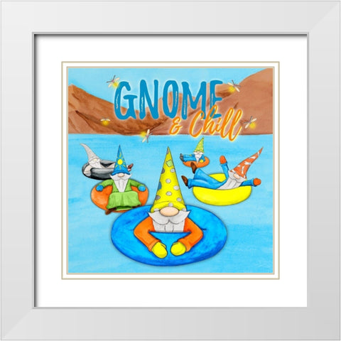 Gnome and Chill White Modern Wood Framed Art Print with Double Matting by Edwins, Hugo