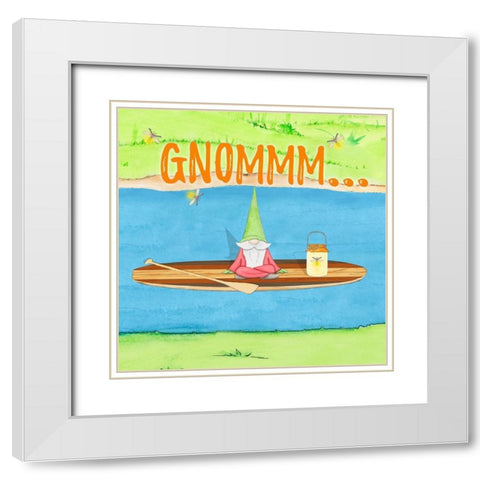 Paddle Boat Gnome White Modern Wood Framed Art Print with Double Matting by Edwins, Hugo