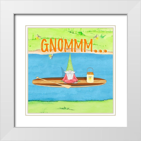 Paddle Boat Gnome White Modern Wood Framed Art Print with Double Matting by Edwins, Hugo