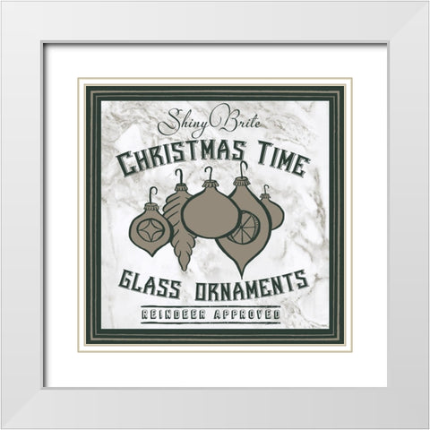 Taupe Christmas Sign IV White Modern Wood Framed Art Print with Double Matting by Medley, Elizabeth