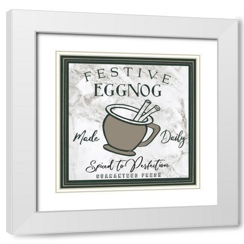 Taupe Christmas Sign II White Modern Wood Framed Art Print with Double Matting by Medley, Elizabeth