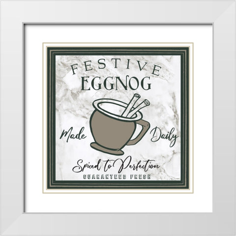 Taupe Christmas Sign II White Modern Wood Framed Art Print with Double Matting by Medley, Elizabeth