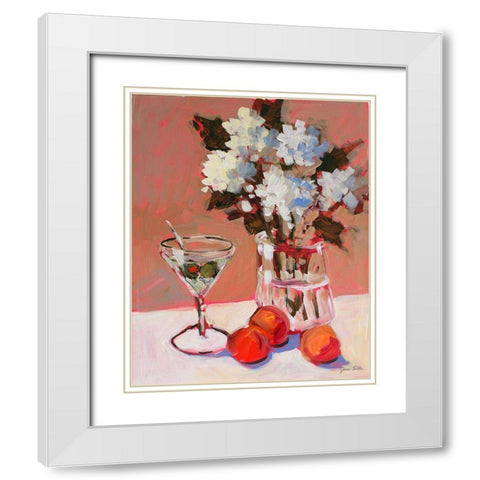 Flowers and Martini White Modern Wood Framed Art Print with Double Matting by Slivka, Jane