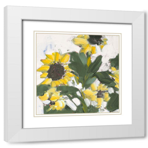 Sunflower Garden White Modern Wood Framed Art Print with Double Matting by Slivka, Jane