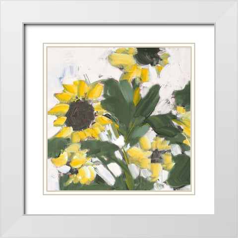 Sunflower Garden White Modern Wood Framed Art Print with Double Matting by Slivka, Jane