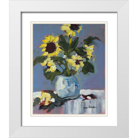 Sunflowers White Modern Wood Framed Art Print with Double Matting by Slivka, Jane
