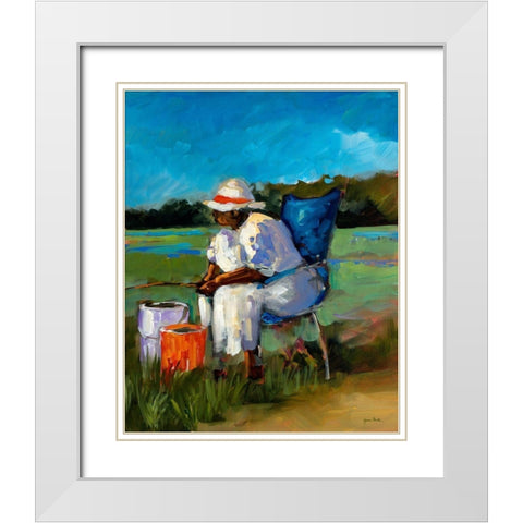 Fishing Again White Modern Wood Framed Art Print with Double Matting by Slivka, Jane