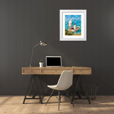 Gone Fishing  White Modern Wood Framed Art Print with Double Matting by Slivka, Jane