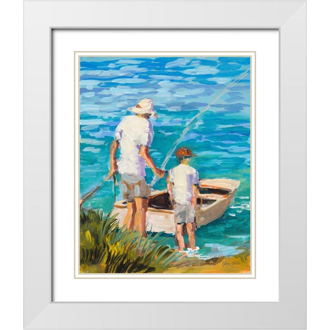Gone Fishing  White Modern Wood Framed Art Print with Double Matting by Slivka, Jane