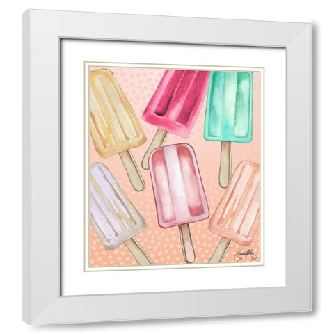 Cool Popsicles White Modern Wood Framed Art Print with Double Matting by Medley, Elizabeth