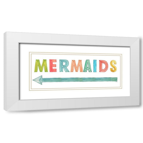 Mermaids White Modern Wood Framed Art Print with Double Matting by Medley, Elizabeth