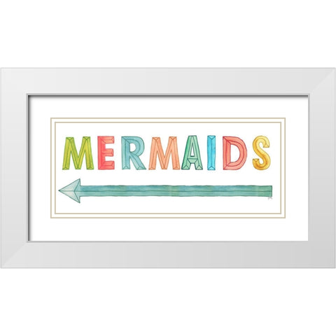 Mermaids White Modern Wood Framed Art Print with Double Matting by Medley, Elizabeth