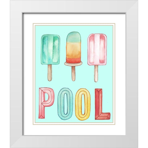 Pool Popsicles White Modern Wood Framed Art Print with Double Matting by Medley, Elizabeth