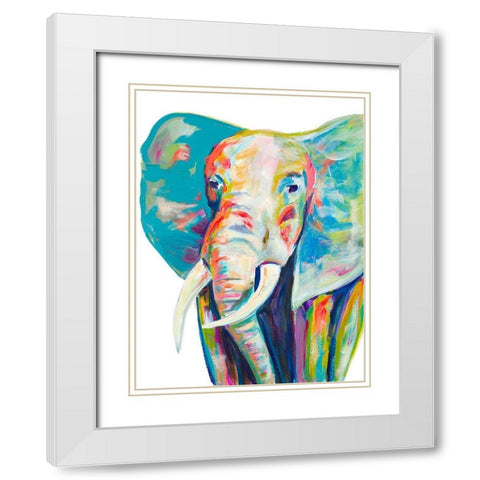 Colorful Elephant White Modern Wood Framed Art Print with Double Matting by Beauchamp, Andy