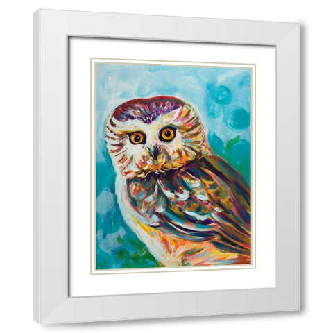 Colorful Owl White Modern Wood Framed Art Print with Double Matting by Beauchamp, Andy