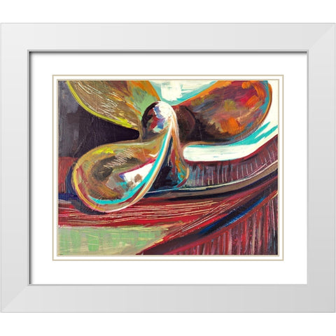 Decorative Fan White Modern Wood Framed Art Print with Double Matting by Beauchamp, Andy