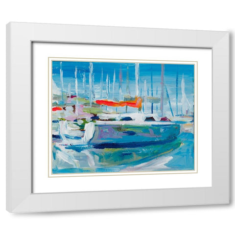 Marina Sailboats White Modern Wood Framed Art Print with Double Matting by Beauchamp, Andy