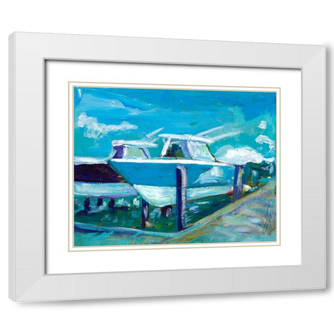 Docked Boats White Modern Wood Framed Art Print with Double Matting by Beauchamp, Andy