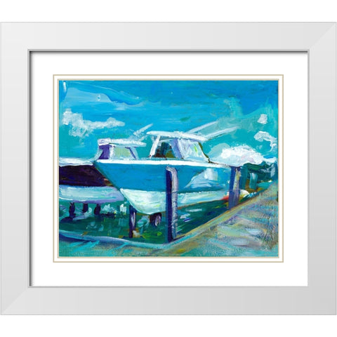 Docked Boats White Modern Wood Framed Art Print with Double Matting by Beauchamp, Andy