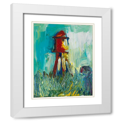 Painted Water Tower White Modern Wood Framed Art Print with Double Matting by Beauchamp, Andy