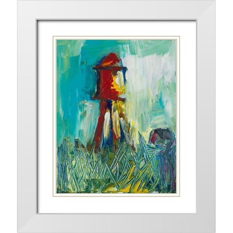 Painted Water Tower White Modern Wood Framed Art Print with Double Matting by Beauchamp, Andy