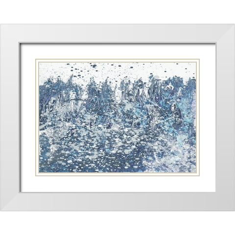 Blue Distant Slashes White Modern Wood Framed Art Print with Double Matting by Beauchamp, Andy