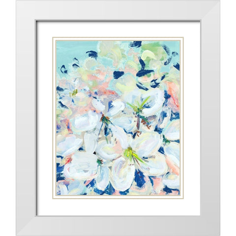 White Orchids on Blue White Modern Wood Framed Art Print with Double Matting by Beauchamp, Andy