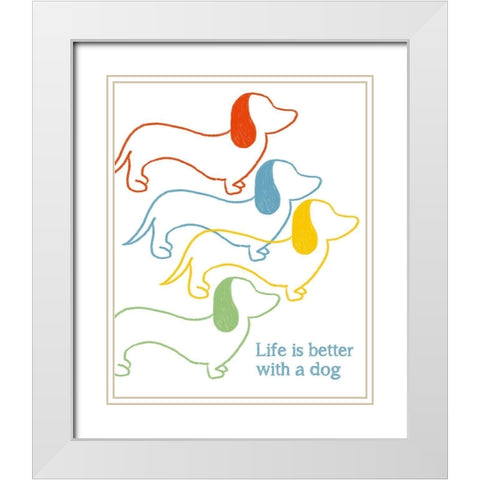 Life is Better With A Dog White Modern Wood Framed Art Print with Double Matting by Quach, Anna