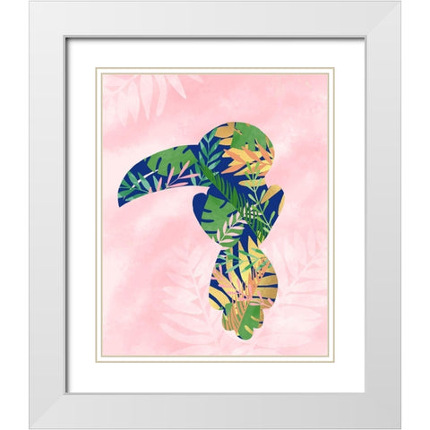 Toucan White Modern Wood Framed Art Print with Double Matting by Quach, Anna