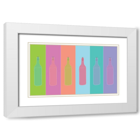 Colorful Mod Wine Bottles White Modern Wood Framed Art Print with Double Matting by Bucheli, Jen