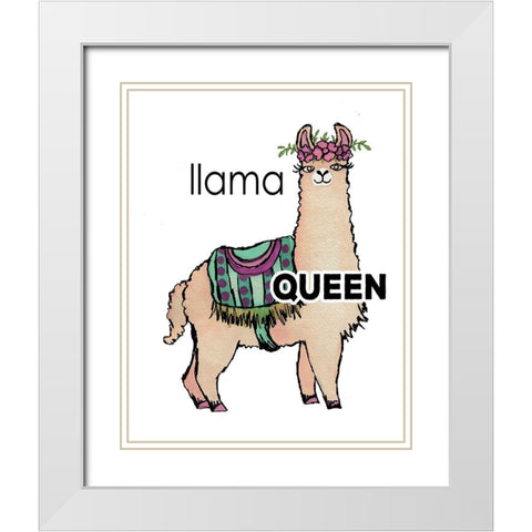 Queen Llama White Modern Wood Framed Art Print with Double Matting by Medley, Elizabeth