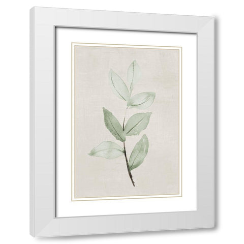 Softly Shaded Green Leaves I White Modern Wood Framed Art Print with Double Matting by Loreth, Lanie