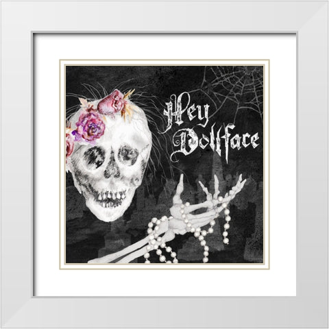 Hello Dollface White Modern Wood Framed Art Print with Double Matting by Gaynor, Janice