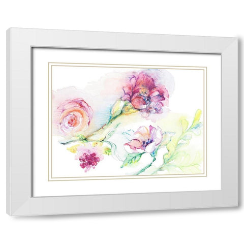 Light and Breezy Florals II White Modern Wood Framed Art Print with Double Matting by Loreth, Lanie