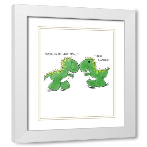 Trying to Hug You White Modern Wood Framed Art Print with Double Matting by Quach, Anna