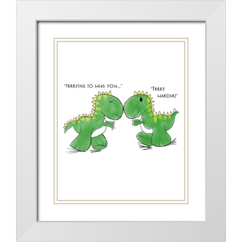 Trying to Hug You White Modern Wood Framed Art Print with Double Matting by Quach, Anna