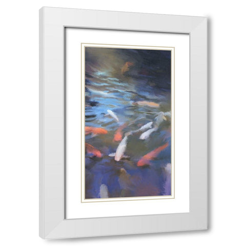 Koi Pool I White Modern Wood Framed Art Print with Double Matting by Meneely, Dan