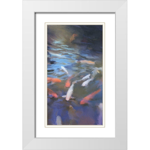 Koi Pool I White Modern Wood Framed Art Print with Double Matting by Meneely, Dan