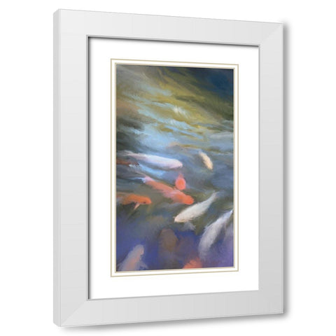 Koi Pool II White Modern Wood Framed Art Print with Double Matting by Meneely, Dan