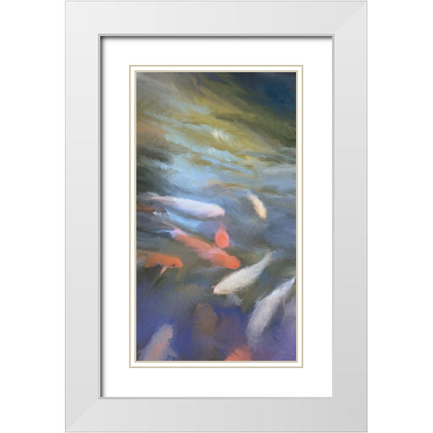 Koi Pool II White Modern Wood Framed Art Print with Double Matting by Meneely, Dan