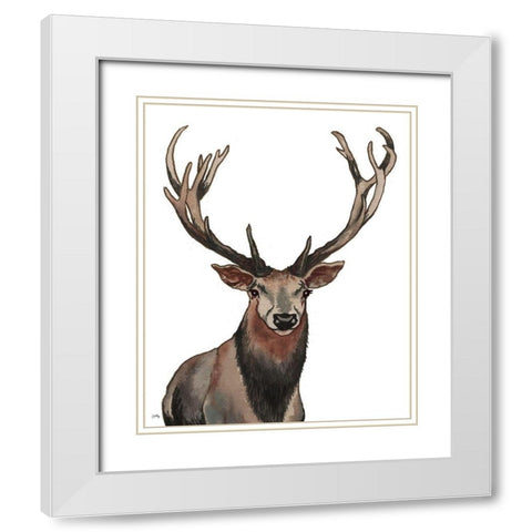 Elk White Modern Wood Framed Art Print with Double Matting by Medley, Elizabeth