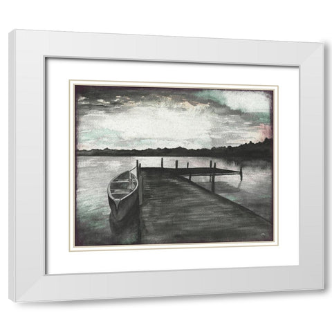 Gray Morning on the Lake White Modern Wood Framed Art Print with Double Matting by Medley, Elizabeth