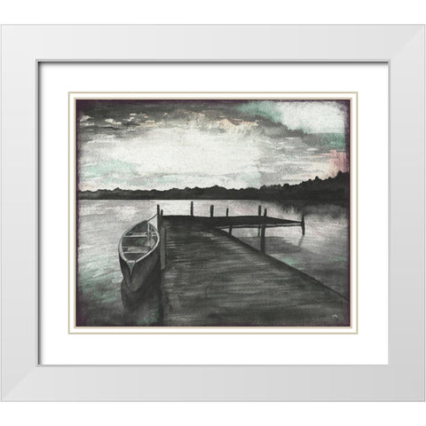 Gray Morning on the Lake White Modern Wood Framed Art Print with Double Matting by Medley, Elizabeth