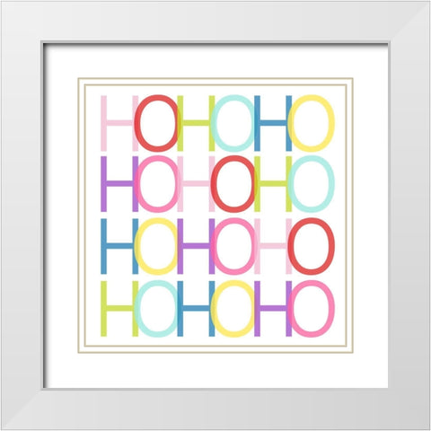 Colorful HO HO HO White Modern Wood Framed Art Print with Double Matting by SD Graphics Studio