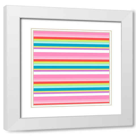 Very Colorful Stripes White Modern Wood Framed Art Print with Double Matting by SD Graphics Studio
